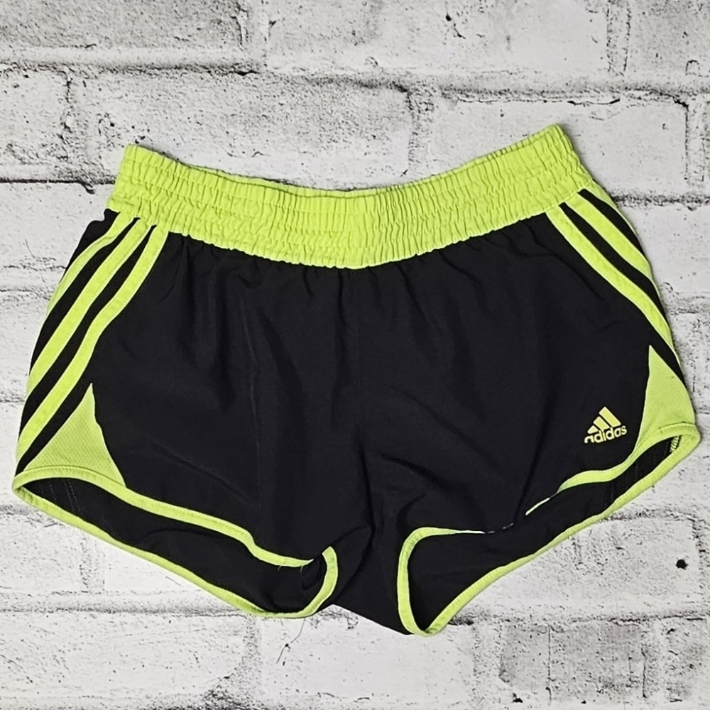 Adidas Womens Black Neon Green Running Shorts Small Athletic